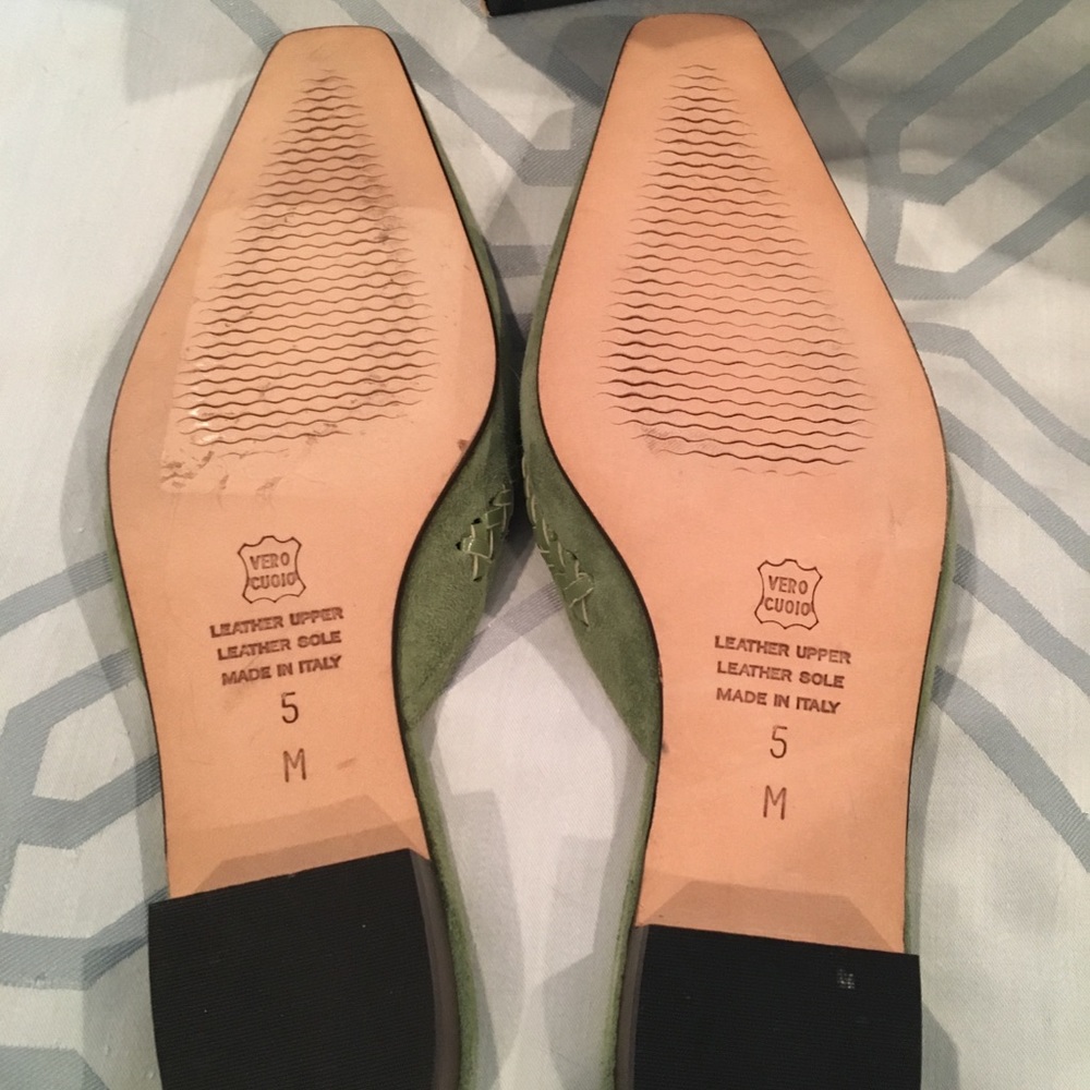 Green Suede Slides From Talbots - Size 5 - image 3